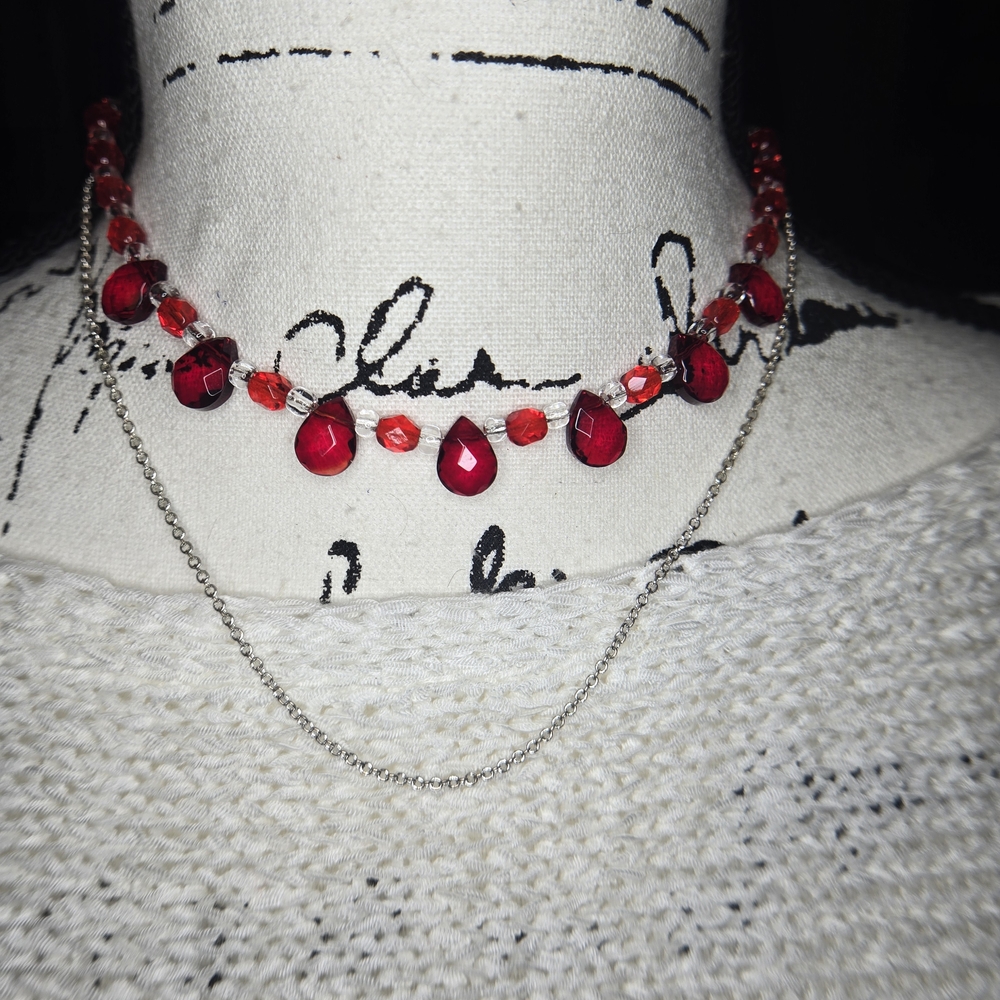 Elegant Red and Silver Necklace